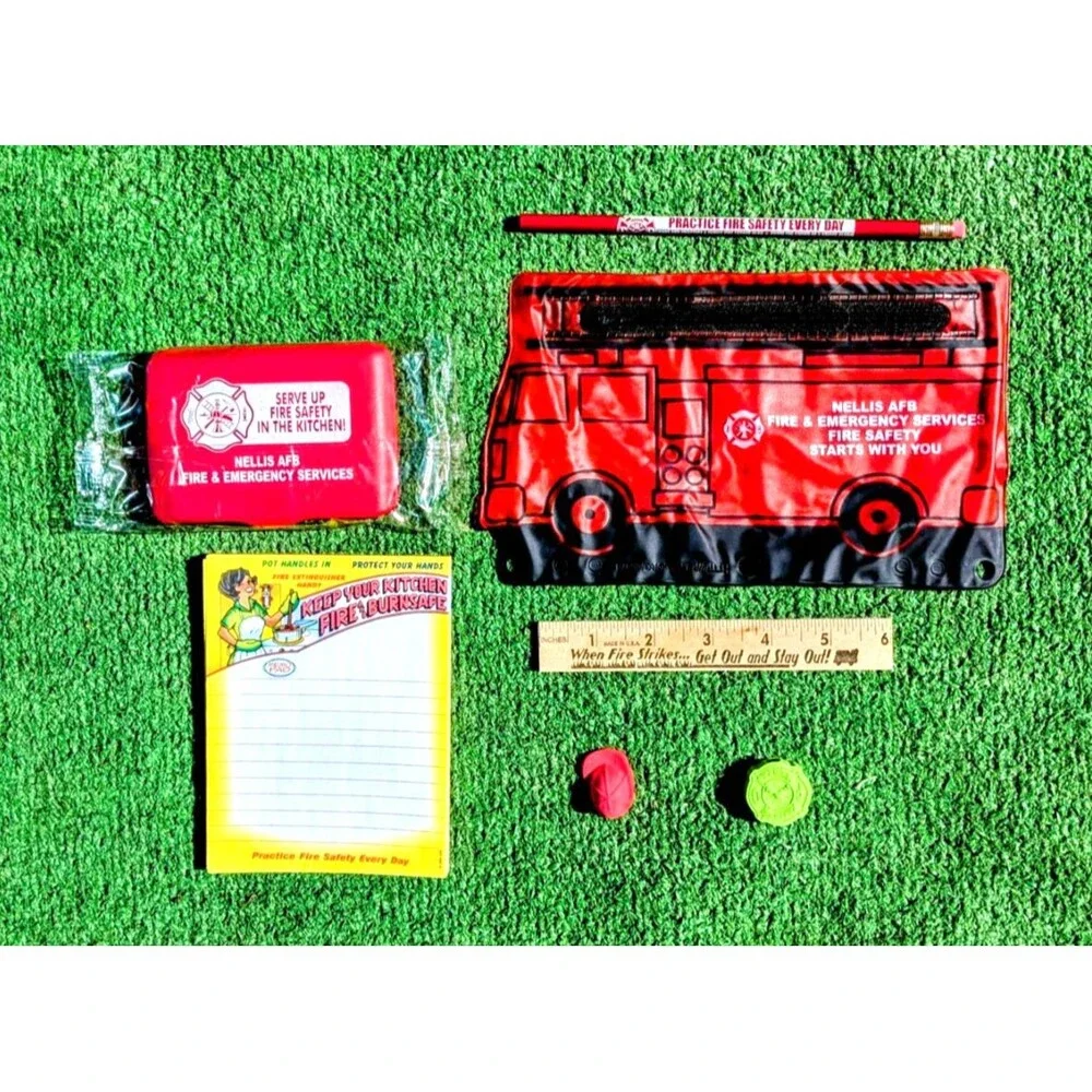 Firemen Fire Hydrant+Hat+Firetruck+Pencil+Ruler+Notepad+First Aid+Ruler Kit Set